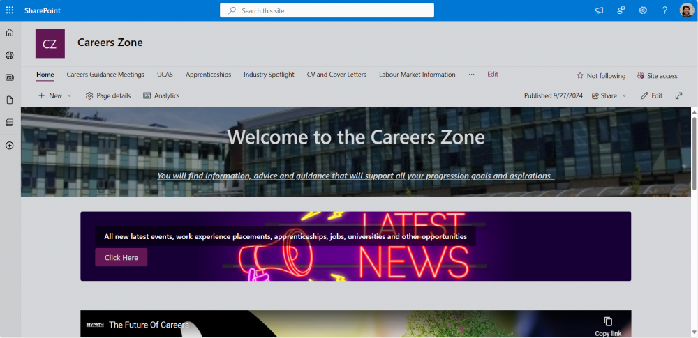 Career Zone Share Point Site